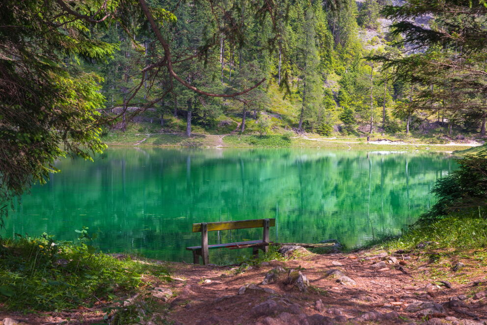 Der Grüne See mit einer Sitzbank; ©Eva Rossböck